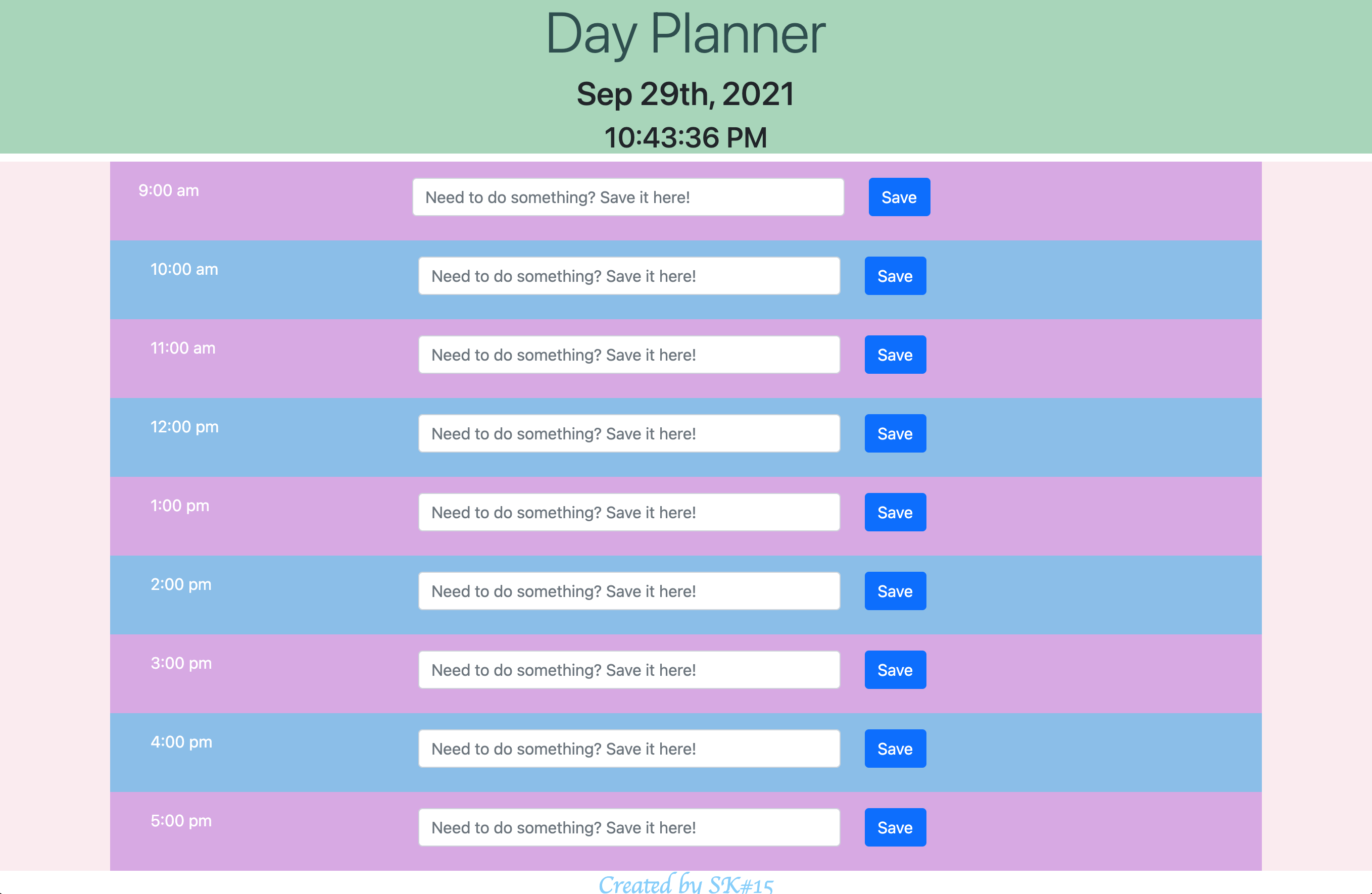 Day Planner Webpage